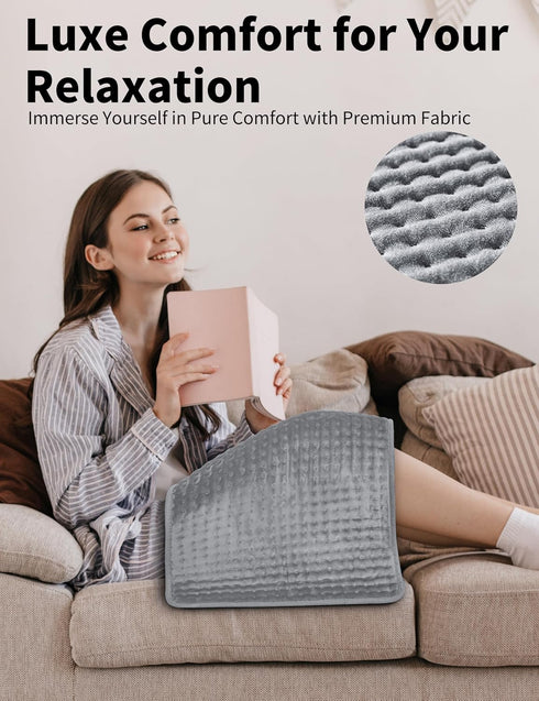 XXX-Large Heating Pad for Back Pain Relief, 17" X 33" - Extra XL Electric Heat Pad with 6 Temperature Settings, Grey