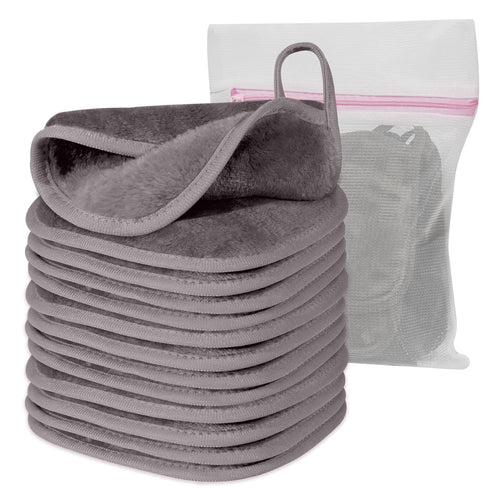 Makeup Remover Cloth, 6" x 6" Reusable Face Towels for Washing Face, Microfiber Makeup Remover Pads with Mesh Bag, 12