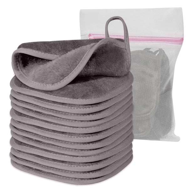 Makeup Remover Cloth, 6" x 6" Reusable Face Towels for Washing Face, Microfiber Makeup Remover Pads with Mesh Bag, 12
