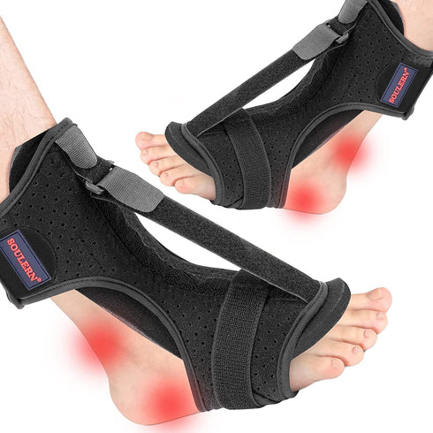 2 Pack Adjustable Plantar Fasciitis Night Splint - Improved Dorsal Brace for Effective Relief from Foot Drop, Achilles