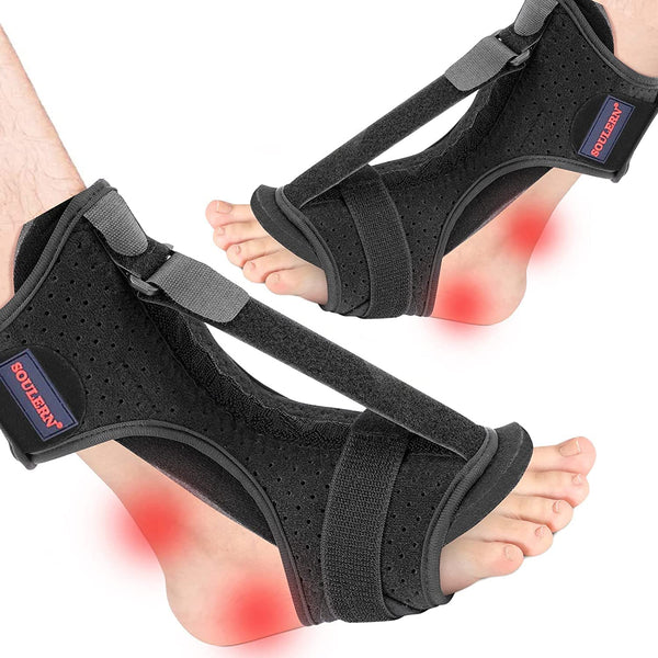 2 Pack Adjustable Plantar Fasciitis Night Splint - Improved Dorsal Brace for Effective Relief from Foot Drop, Achilles