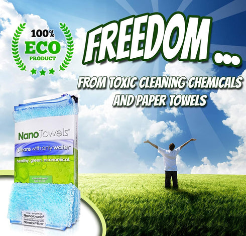 Life Miracle 4-Pack (8x8, Nano Towels - Amazing Eco Fabric That Cleans Virtually Any Surface with Only Water. No More