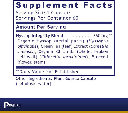 Hyssinol TM, 60 Caps, Vegan Product - Hyssop Complex Formula for Premier Health and Wellness Support