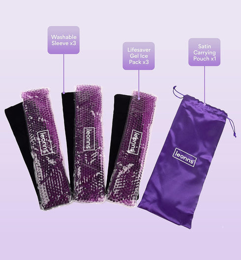 Reusable Perineal Ice Packs for Postpartum - 3 Postpartum Ice Packs with Soft Satin Sleeves- Post Partum Relief Ice Pads with 2 in 1 Hot or Cold Pack Functionality
