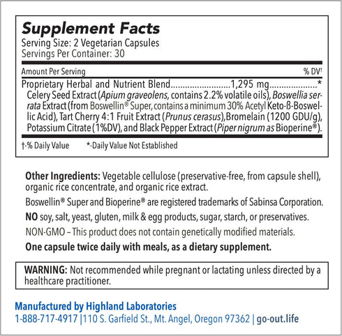 Mt. Angel Vitamins Go Out, Extra Strength Support, Uric Acid Balance, Tart Cherry, Celery Seed, Turmeric, Non-GMO,