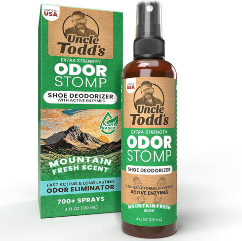 Uncle Todd's Odor Stomp Shoe Deodorizer - Proven Enzyme Formula for Odor Elimination in Footwear