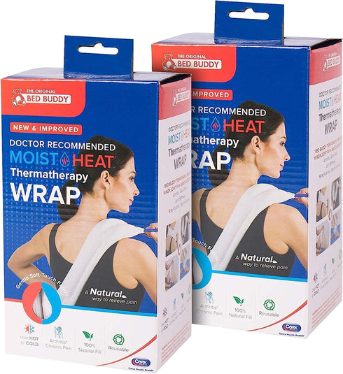 Bed Buddy 2-Pack Microwave Heating Pad for Sore Muscles, Microwavable Heating Pads for Aches and Pain, White