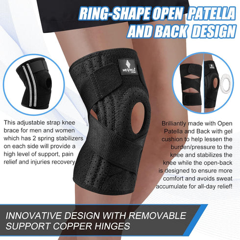 NEENCA Knee Brace for Knee Pain, Adjustable Support with Patella Gel Pad & Side Spring Stabilizers for Arthritis Relief
