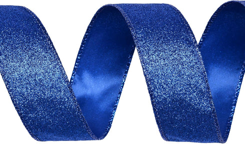 Blue Glitter Wired Ribbon, 1-1/2 Inch, 10 Yard for Christmas Tree Wreath Decoration and Gift Wrapping