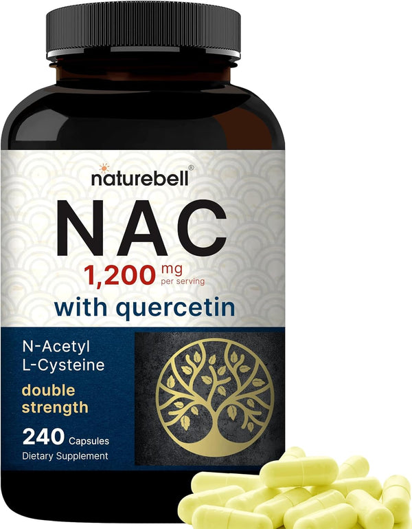 NAC Supplement 1200mg with Quercetin | 240 Capsules, Double Strength - Support for Immune, Liver, & Lung Health