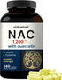 NAC Supplement 1200mg with Quercetin | 240 Capsules, Double Strength - Support for Immune, Liver, & Lung Health