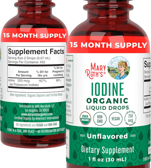 MaryRuth Organics Potassium Iodide - 1 Fl Oz, Iodine Drops, USDA Organic, Vegan, 1 Year Supply