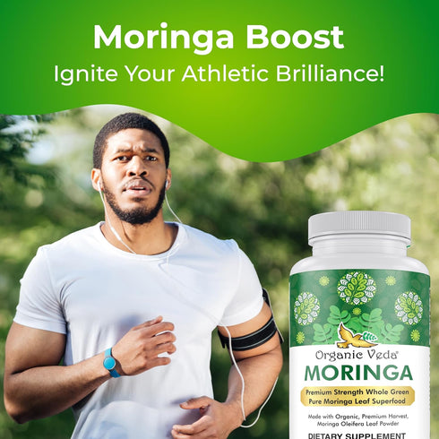 Organic Veda Moringa Leaf Powder Capsules, 1000mg, 360 Count - Pure Natural Moringa Oleifera Dietary Supplement -