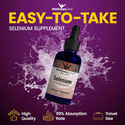 Liquid Selenium Supplement - Ionized Liquid Drops 70 mcg - Antioxidant, Immune & Cardiovascular Support - 1.67 fl oz,