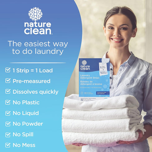 Nature Clean Non-Toxic Laundry Detergent Sheets, Unscented, 32 Counts, Eco Friendly