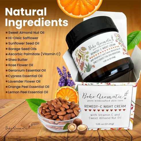 Remedy-C Night Cream, Vitamin C Face Serum in a Cream for Anti-Aging, Natural and Organic Moisturizer