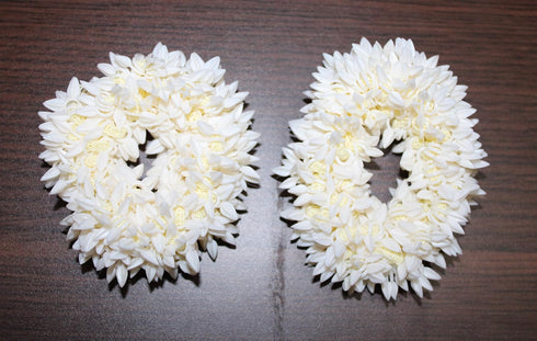 Shilppam White Gajra Hair Band for Women & Girls (Pack of 2), Traditional Floral Hair Jewelry for Weddings and Festivals
