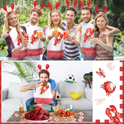 Seafood Boil Party Essentials: Disposable Bibs, Gloves & Headband