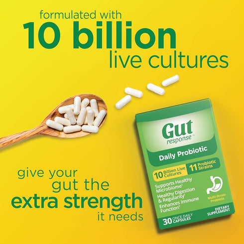 Daily Probiotic for Men & Women, 10 Billion CFU, 30 Capsules, Non-GMO, Gluten Free, Reduces Bloating, Boosts Immune