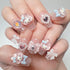 Thick Acrylic Press on Nails, Handmade Gel Press On Nails Long Square, bling pearl Cute bow rhinestone Kawaii Fake Nails Kit,Reusable 10 Nails Size M,#949