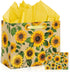 Peconal Large Sunflower Gift Bag with Tissue Paper and Greeting Card Yellow Sunflower