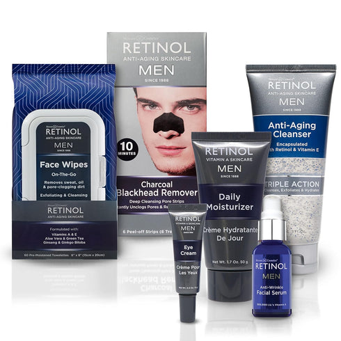 Retinol Men Facial Wipes - Anti-Aging Cleansing Towelettes, 60 Count (Pack of 1) - Quickly cleanse face without residue