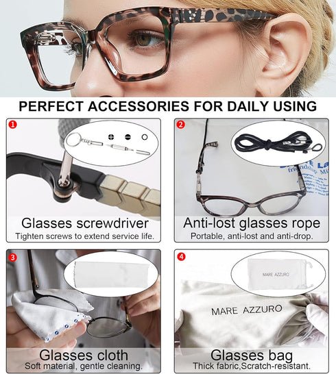 MARE AZZURO Computer Glasses, Women's Blue Blocking Eyewear, Stylish Gaming Eyeglasses
