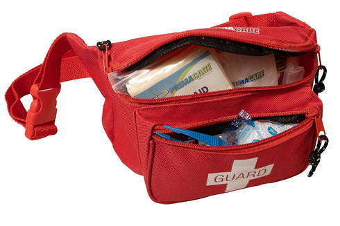 KB-8005 Pack, 8x2x6 75 3 Primacare First Aid Fanny Stocked with Pieces Emergency Medical Supplies, Lifeguard Waist