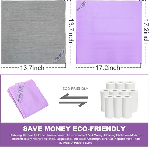 Window Cleaning Cloth & Enviro Cloth - Basic Package for Home, Car, Restaurant, Hotel, and Office Cleaning (Grey and