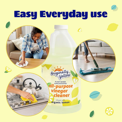 Originally Yellow All-Purpose Cleaning Vinegar, Infused with Organic Lemon for Home Floor Cleaning Solution - 64 Fl Oz