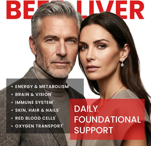 Pack) 30+ B12, Immunity, 100% Beef Liver Capsules USA-Made (Value Whole Food Source of Bioavailable Nutrients: Vitamin