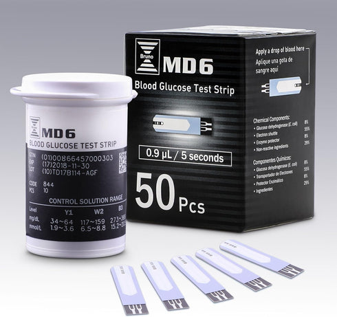 Bruno Pharma MD6 Blood Glucose Test Strips, 50 Count