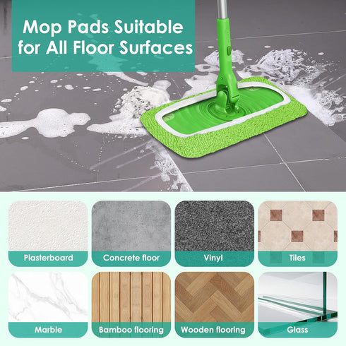 mgmooa 6Pcs Reusable Microfiber Mop Pads Compatible with Swiffer Sweeper Mops, Wet Sweeping Cloths & Dry Mopping