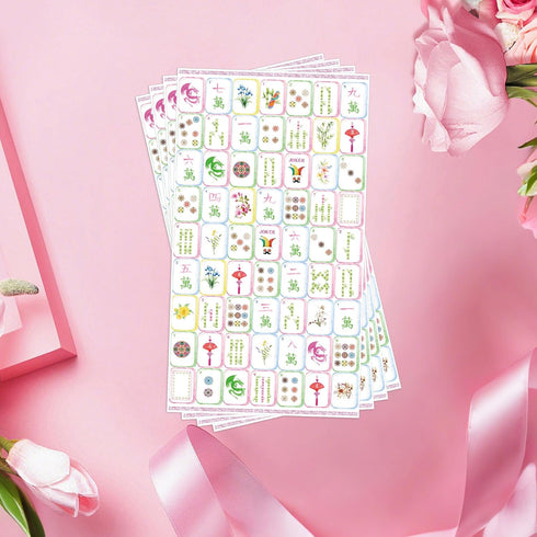 RUBOAOA 100 (7.9" 4.3" Pcs Mahjong Napkins, Watercolor Mahjong Cocktail Napkins, Asian Tile Party Supplies Disposable