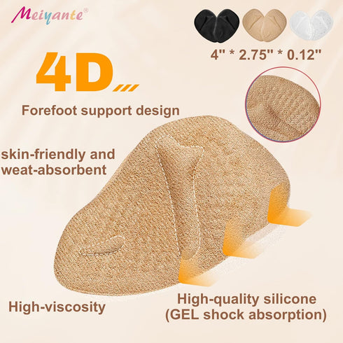 Metatarsal Pads for Women, Heel Inserts for Shoes, Ball of Foot Cushions (2 Pairs) for All Day Pain Relief (Beige)