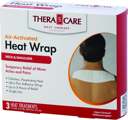 Thera|Care Air-Activated Heat Wrap for Neck, Wrist, Shoulder | 3 Treatments for Deep Pain Relief
