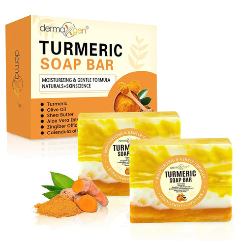 Organic Turmeric Soap Bar for Face & Body | Pure Turmeric Soap for Acne, Scars, Blemish Control, Pack of 2