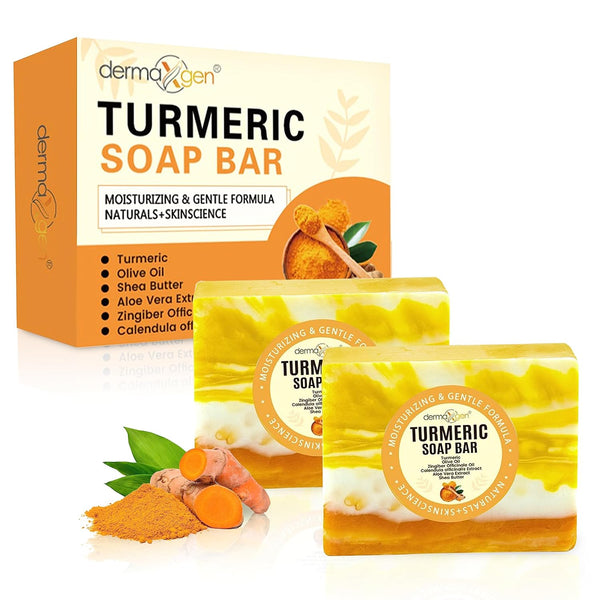 Organic Turmeric Soap Bar for Face & Body | Pure Turmeric Soap for Acne, Scars, Blemish Control, Pack of 2