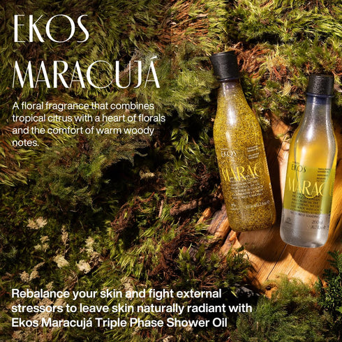 NATURA - Ekos Maracujá Triple Phase Shower Oil, Calming In-Shower or Bath Oil, Vegan Skin Care, 6.7 fl oz