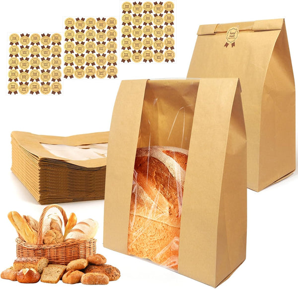 WNSIRVY 70 Pack Large Bread Bags for Homemade Sourdough Bread - Kraft Paper