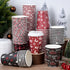 Hauwellter 100 Set 12oz, Christmas Disposable Coffee Cups with Lids Bulk Red and Black Xmas Holiday Hot Chocolate Party