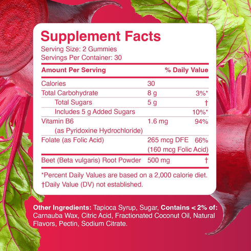Simply Nature's Promise - Simply Beets Heart Gummies - Delicious Cherry Flavor - Non-GMO Beet Gummy Chews for Help with Daily Heart Health, Blood Pressure, and Circulation Support - 60 Gummies
