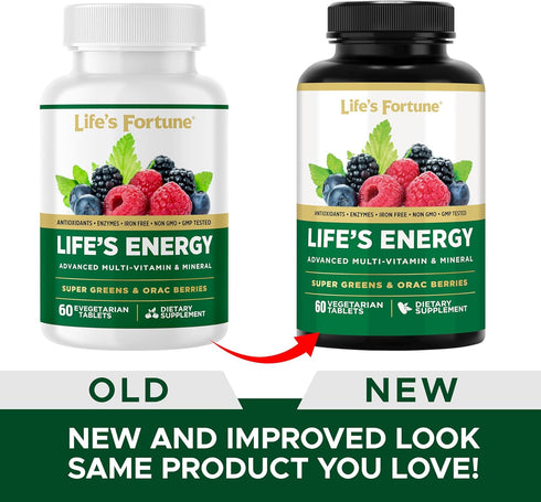 Life's Fortune Advanced Multi-Vitamin and Mineral for Men & Women, Non-GMO, 60 Veggie Tablets
