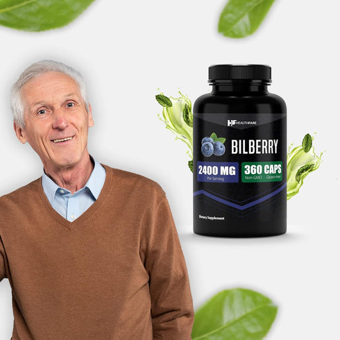 Bilberry Extract Capsules, 5000mg, 200 Count, Ultra Strength Supplement, Supports Eye Health, Gluten-Free & Non-GMO
