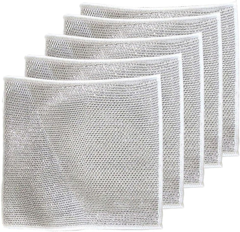 Ohraina Non-Scratch Scrubbing Wire Dishwashing Rags, Double Stainless Steel Scrubber, Steel Wire Dish