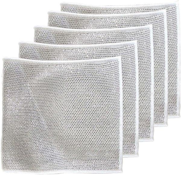 Ohraina Non-Scratch Scrubbing Wire Dishwashing Rags, Double Stainless Steel Scrubber, Steel Wire Dish