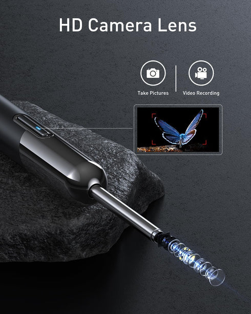 Ear Wax Removal - Wireless WiFi Rechargeable Ear Cleaner, Hassle-Free Instant Removes Ear Wax, 1080P HD Camera Lens & 8 Pcs Ear Set - Ear Cleaning Kit with 6 Ear Pick(Black)