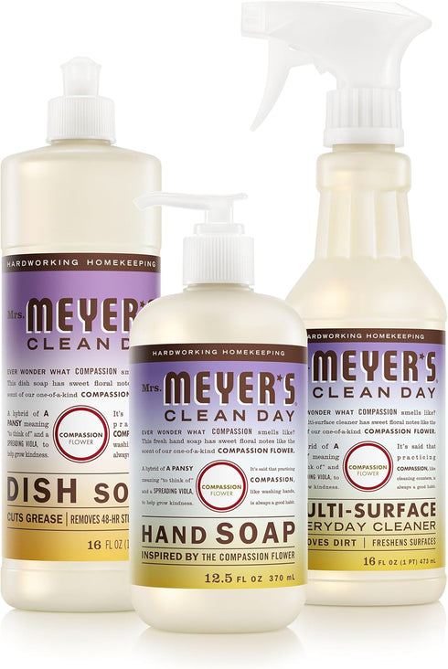 Mrs. MEYER'S CLEAN DAY Kitchen Basics Set, Compassion Flower Scent Cleaning Supplies