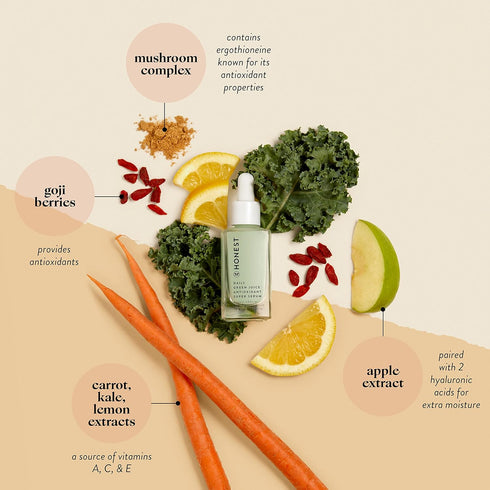 Honest Beauty Daily Green Juice Antioxidant Super Serum 1 fl oz - Improves Skin Tone + Texture with Niacinamide