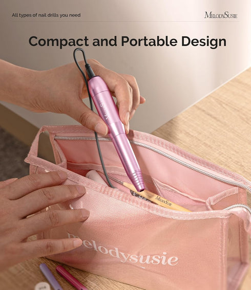 MelodySusie Electric USB Nail Drill Machine, PC120I Portable Efile Set for Acrylic Gel Nails, Purple